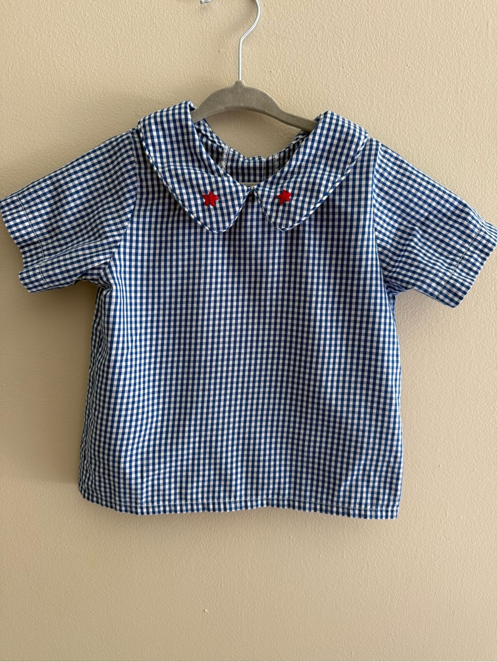 The Beaufort Bonnet Company TBBC 3T Blue White Gingham Button-Up Shirt Patriotic